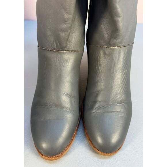 VTG FRYE Tall Leather Heeled Boots Womens 7 Rare Dark Gray - Picture 9 of 12